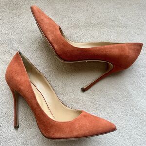 Sergio Rossi Burnt Orange Suede Pumps Women 36 US 6 Stiletto High Heels Designer
